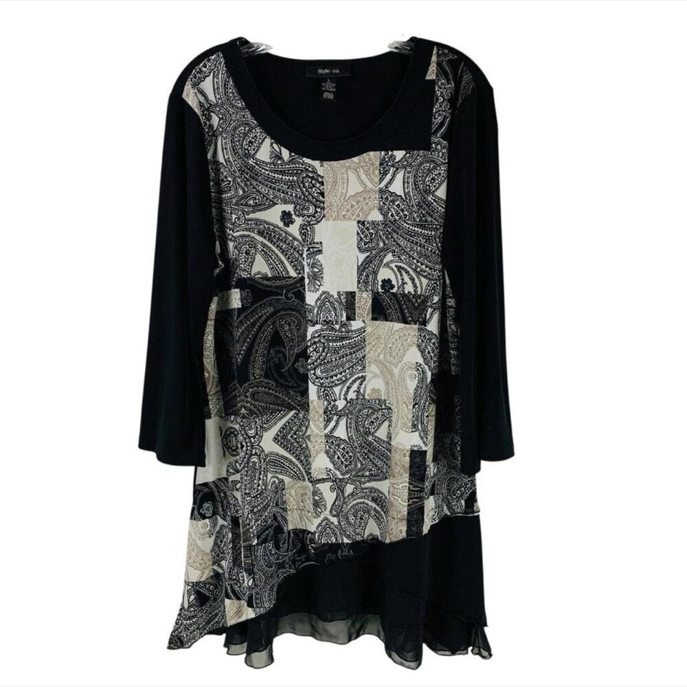 Style & Co. Asymmetrical Gauzy Tunic Top Womens Size L